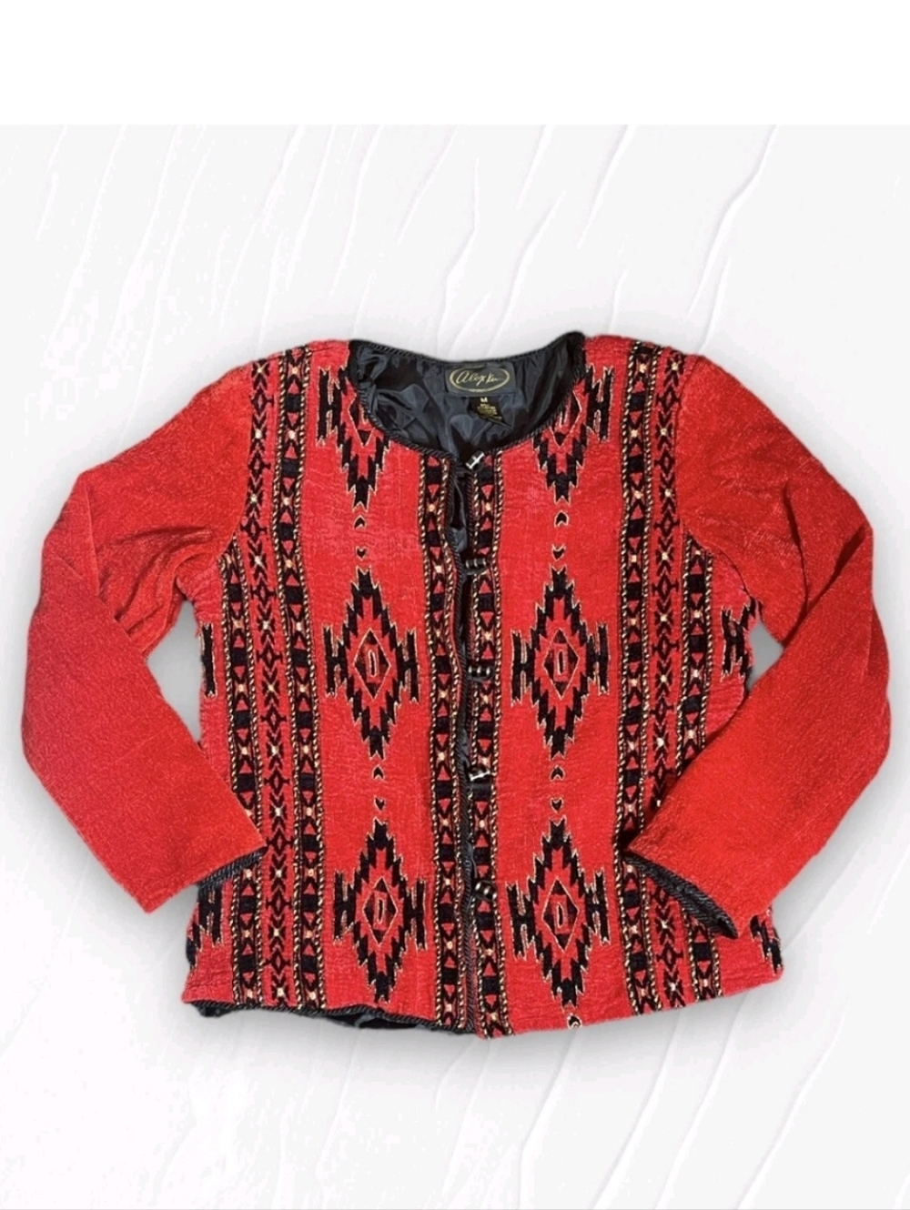 Vintage Bright Red Aztec Patterned Jacket